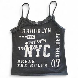 NYC Grey lace cami top with "Brooklyn" graphic  Tank